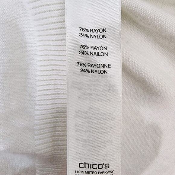 Chico’s Turtleneck Sweater Size 1 Medium Ashlan Ivory Pullover Long Sleeve Cozy - Picture 8 of 10